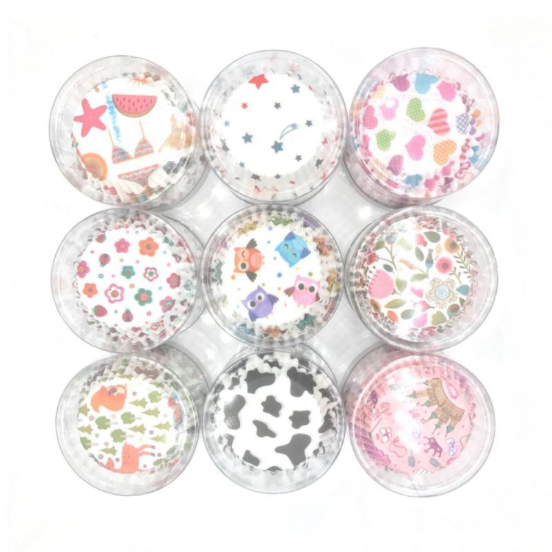 100pcs paper cup cupcake lucu lucu new motif warna warni