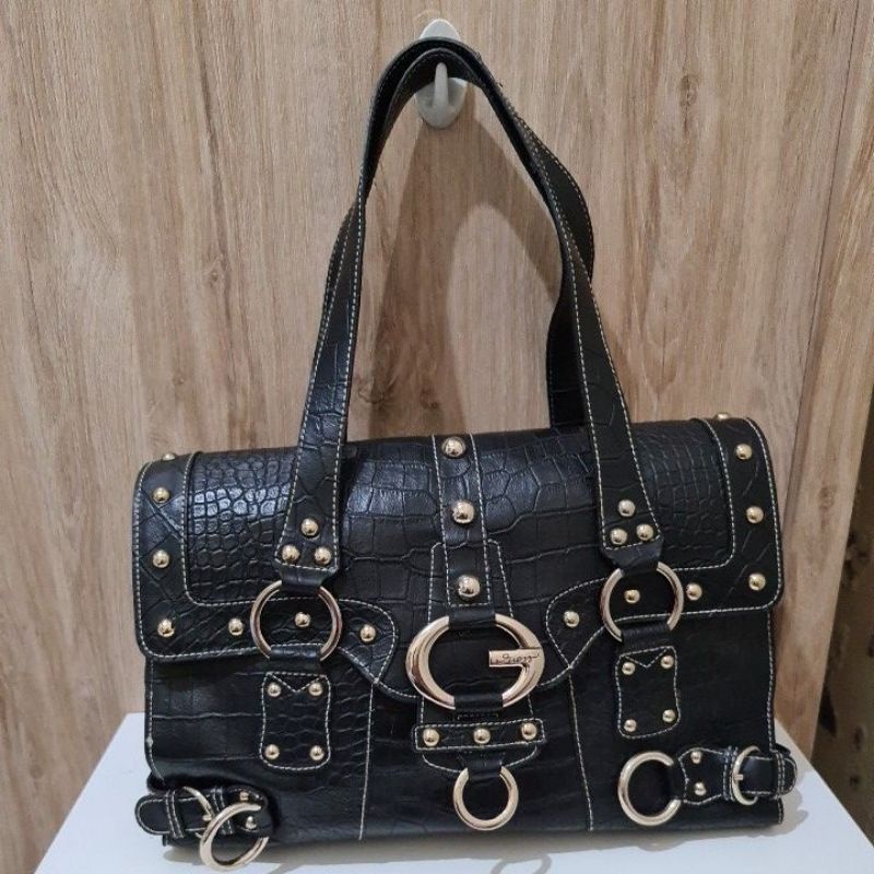Preloved Tote Bag Guess Croco Black Original
