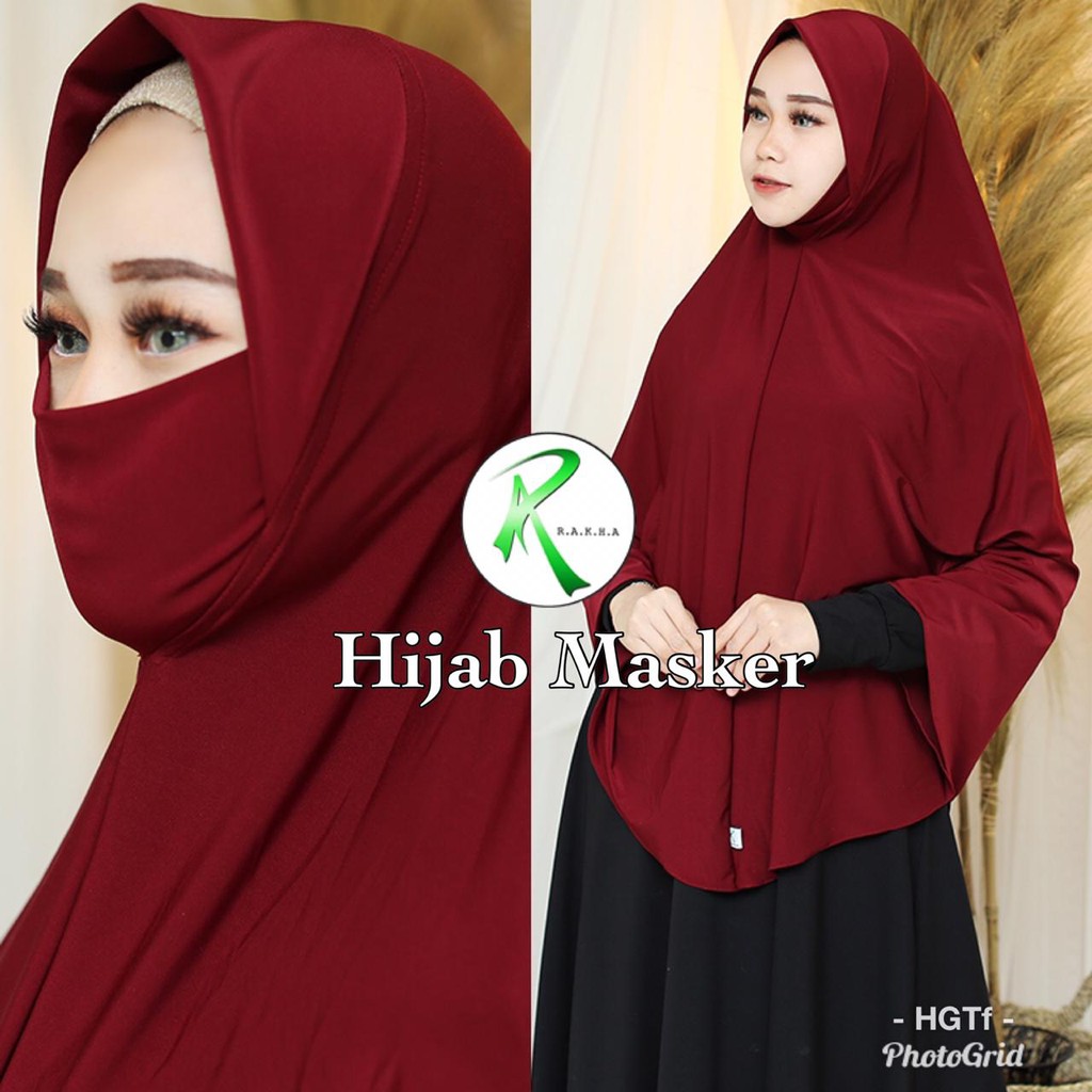 JILBAB HIJAB KERUDUNG BERGO JERSI JERSEY NON PET PED PUTIH  Masker by Rakha