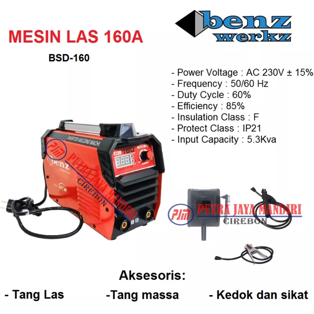 Benz BSD 160A Inverter Mesin Trafo Las 160A IGBT - Inverter Welding Machine 160 Ampere Digital Merah