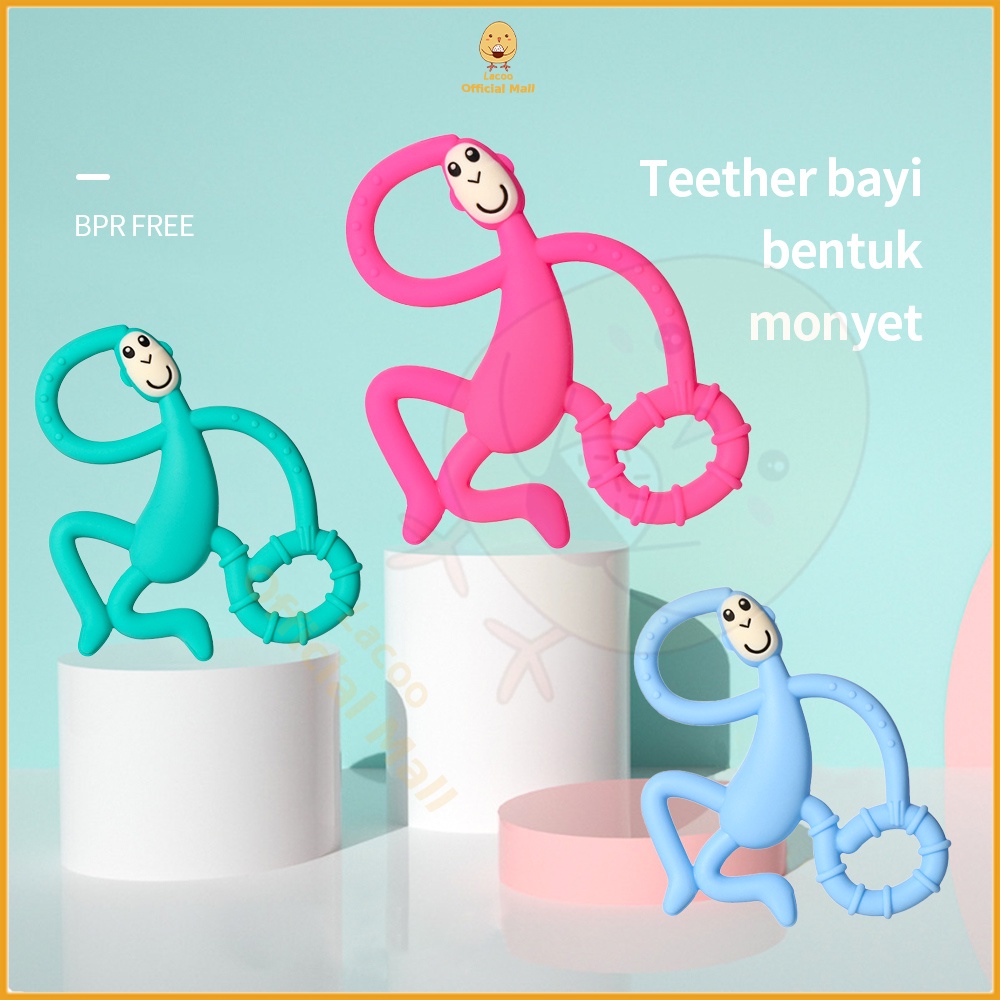 Lacoo Teether bayi silikon Gigitan bayi BPA Free motif monyet