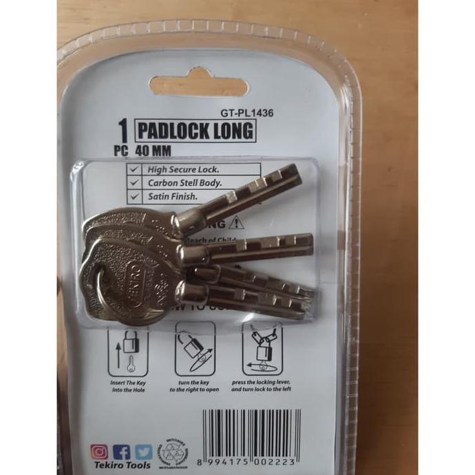 Wow Kunci Gembok Tekiro 40Mm Leher Panjang Anti Hujan Pagar Rumah Ruko Hot Sale