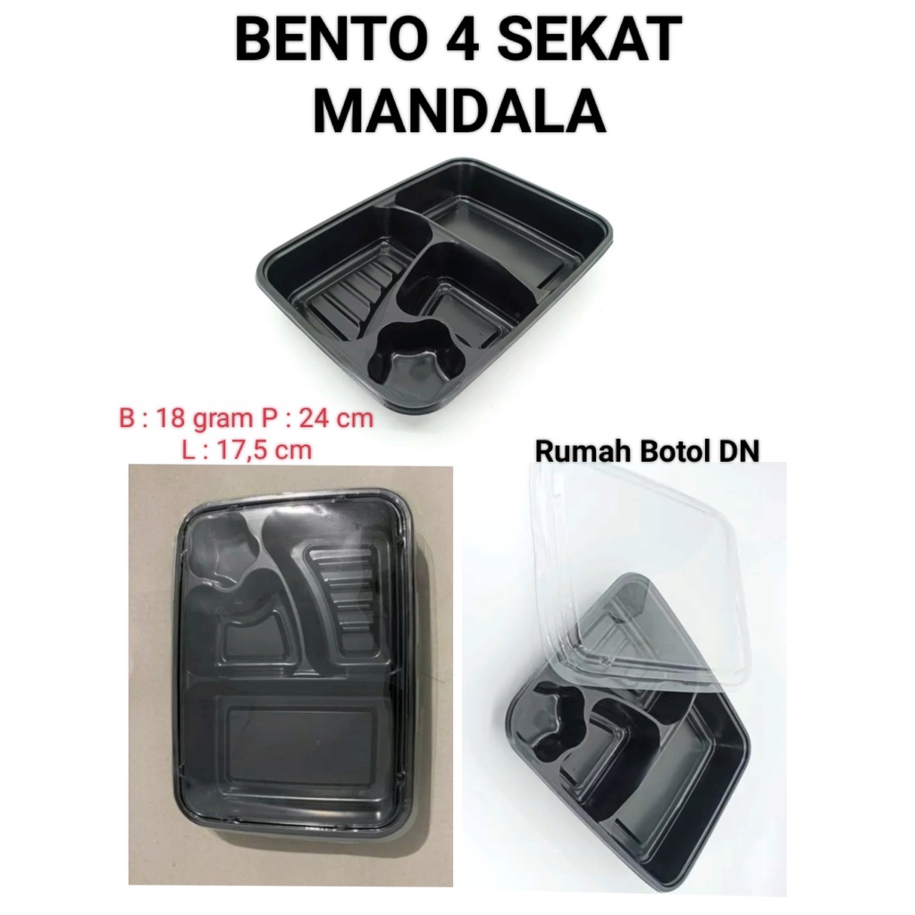 (MIN 50 PCS) MIKA BENTO 4  SEKAT  MANDALA