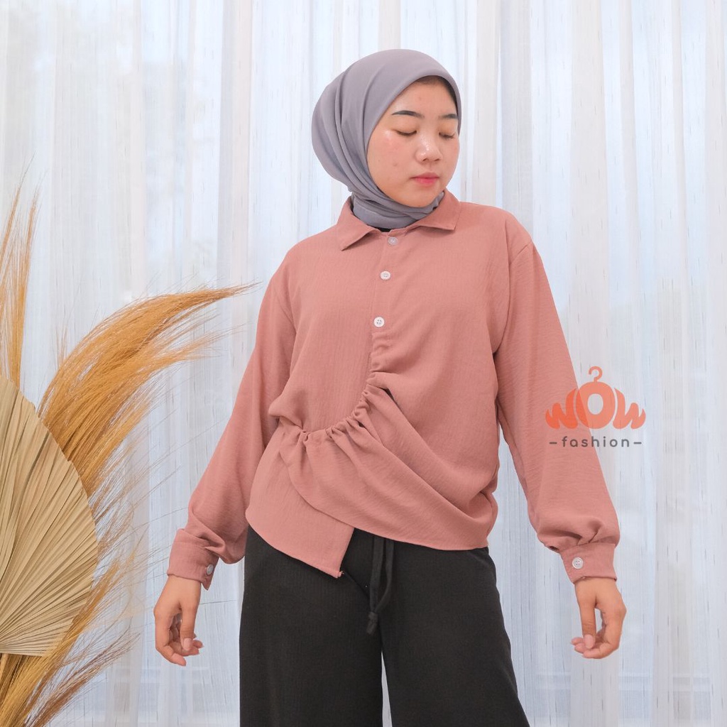 ANOLA BLOUSE SERUT CRINKLE AIRFLOW/ KEMEJA SERUT / BLOUSE KEKINIAN / OOT SIMPLE