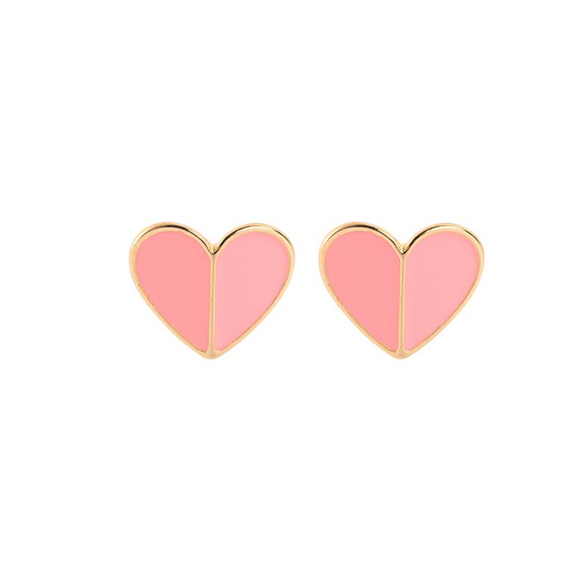 LRC Anting Tusuk Fashion Drop Oil Love Heart-shaped Earrings F5783X