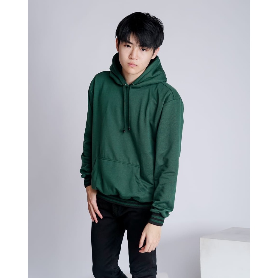 Asgard777 - Sweater Hoodie BASIC HIJAU BOTOL hoodie cowok