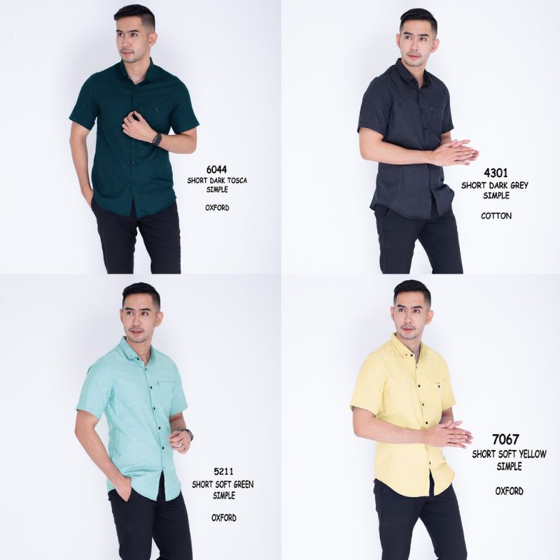 Kemeja Pria Lengan Pendek Warna Polos Slimfit