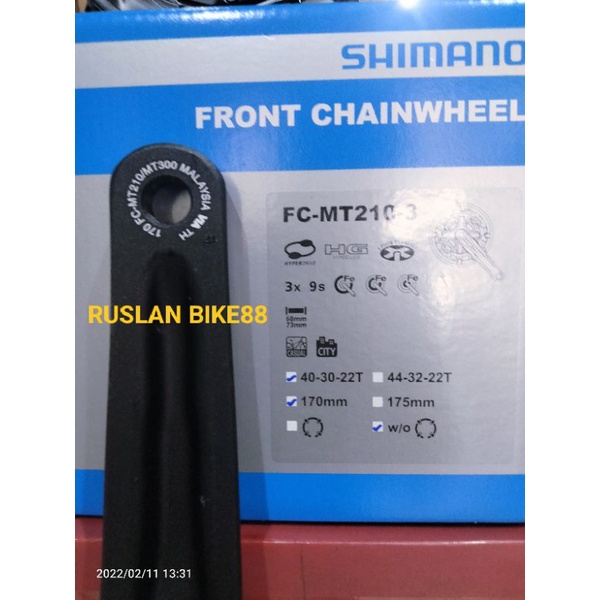 Crank crankset Shimano Altus 40,30,22T MT210 Malaysia.  FC-MT2100 Shimano Altus Malaysia sesuai foto