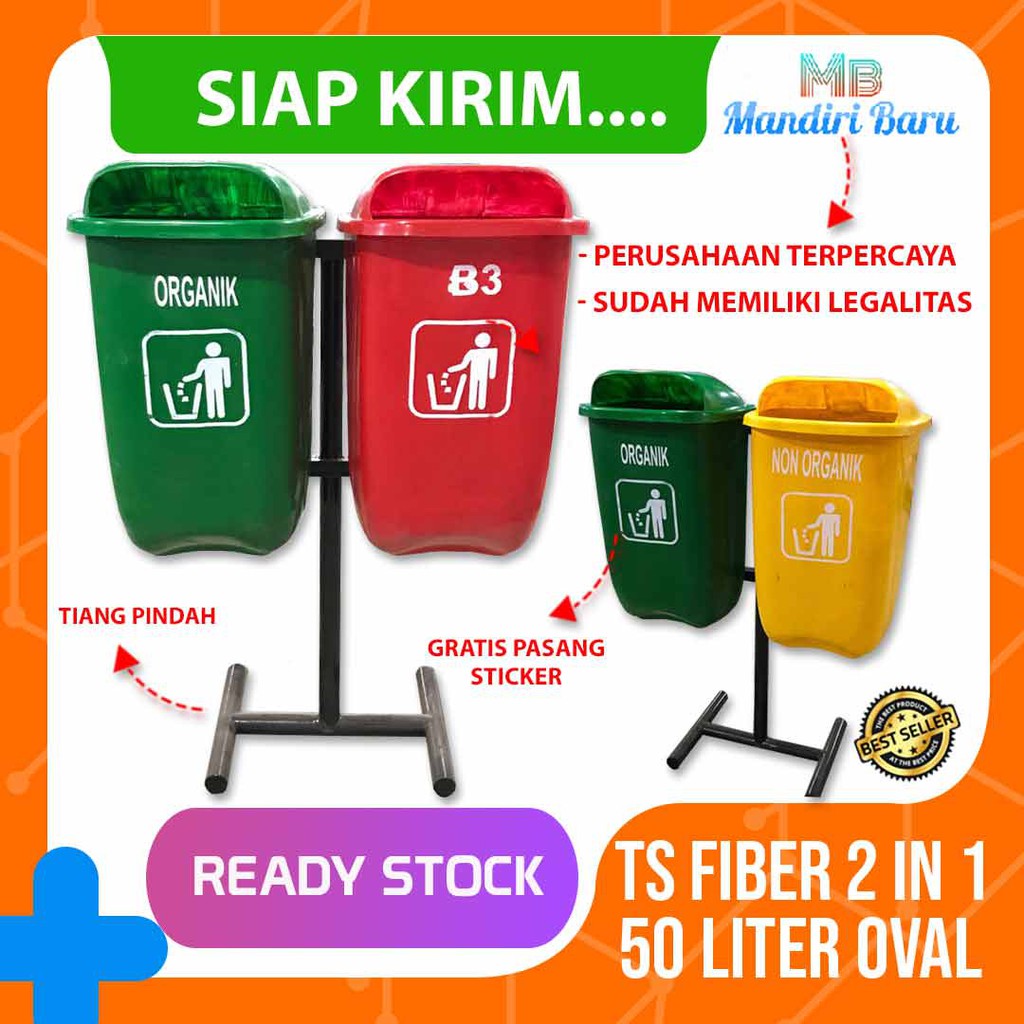 Jual Tempat Sampah Fiber 2 Warna 2 In 1 Tong Sampah 50 Liter Harga Tempat Sampah Fiberglass 2 3789