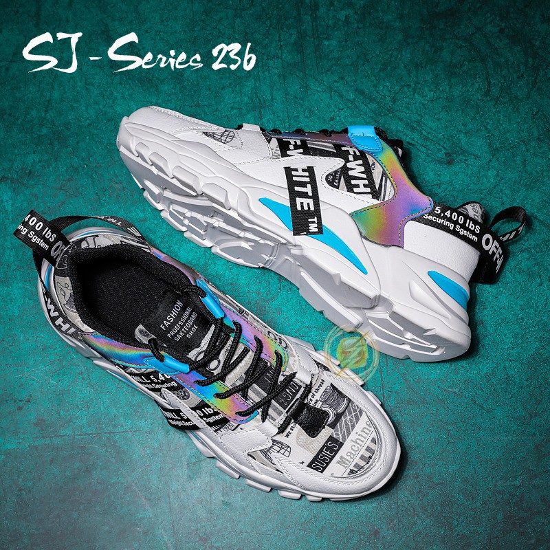 [OOS] (FREE BOX &amp; KAOS KAKI) Sepatu Sneakers Fashion Pria - Sepatu Casual Hangout Trendy Kualitas Super Premium-236-Blue