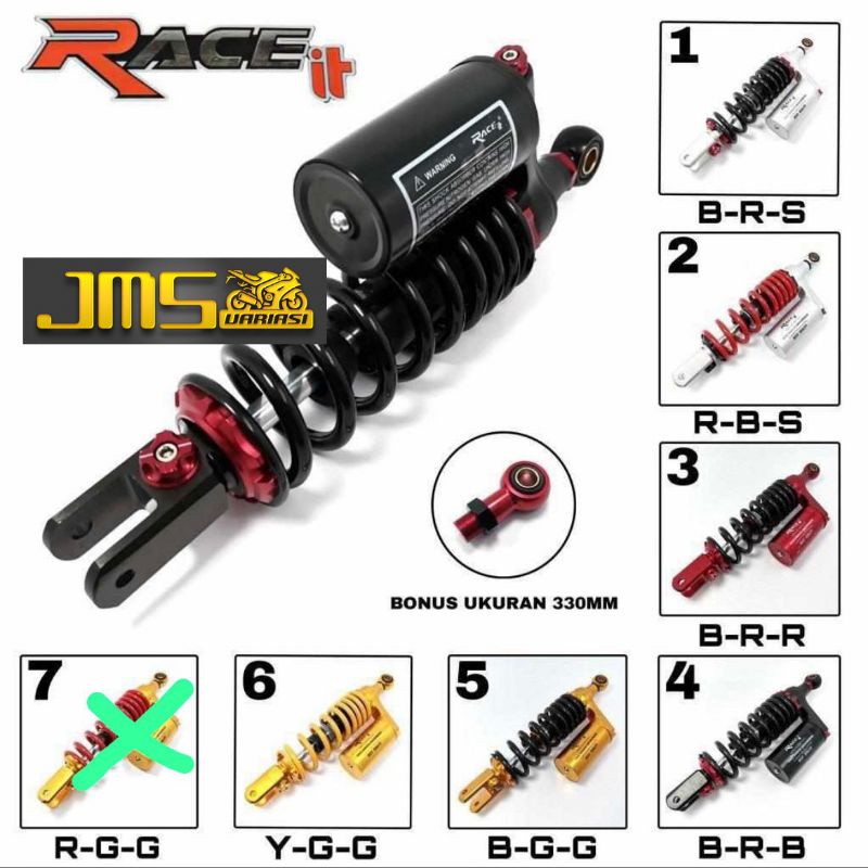 shock race it model g series tabung atas ukuran 310/330 mm mio j mio m3 soul gt 125 vario125/150 lexi freego xeon spacy beat scoopy genio gear 125 X-ride