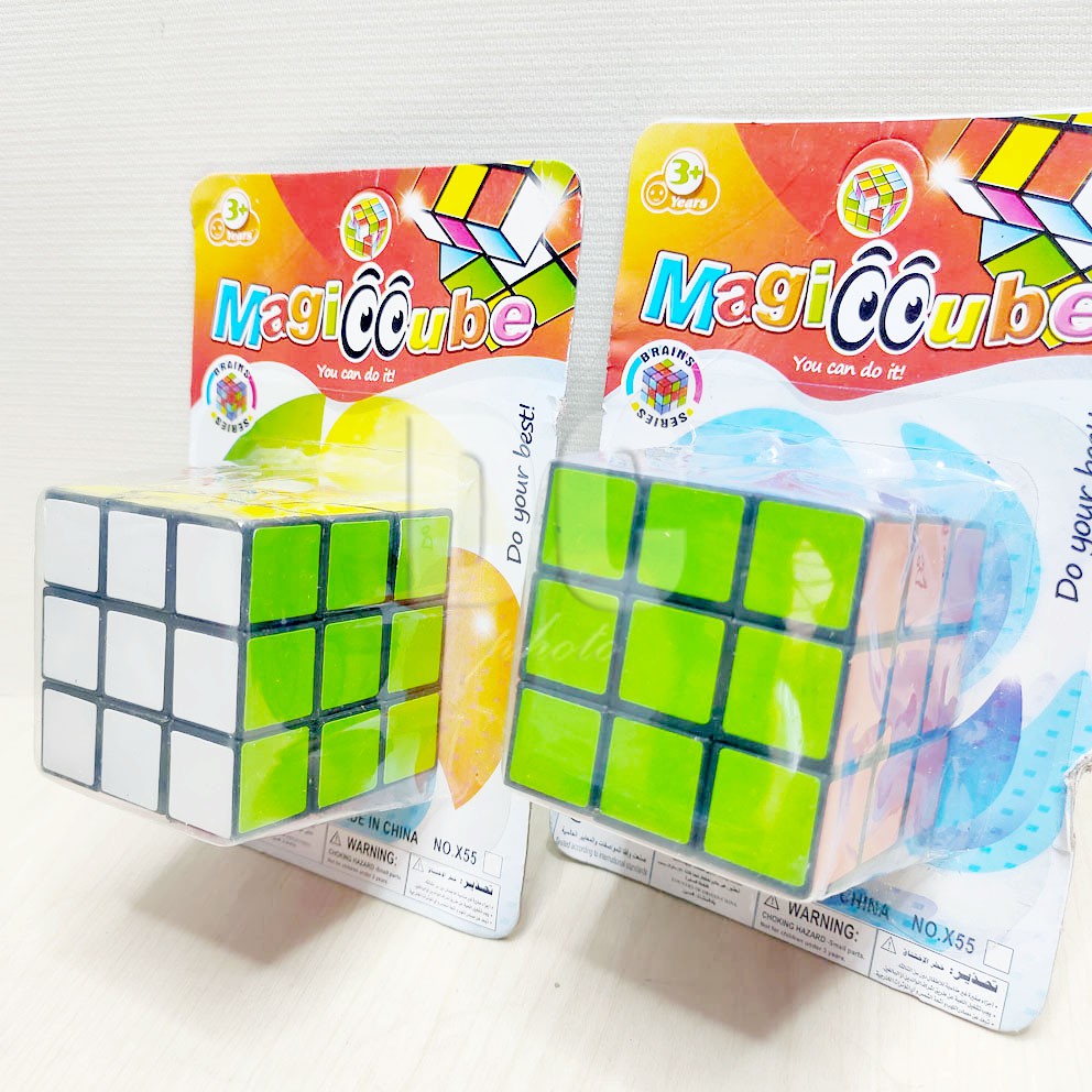 MURAH!!! Magic Cube BESAR Packing plastik dan Packing Mika X55 Mainan Asah Otak Rubik Stickerless 3x3x3