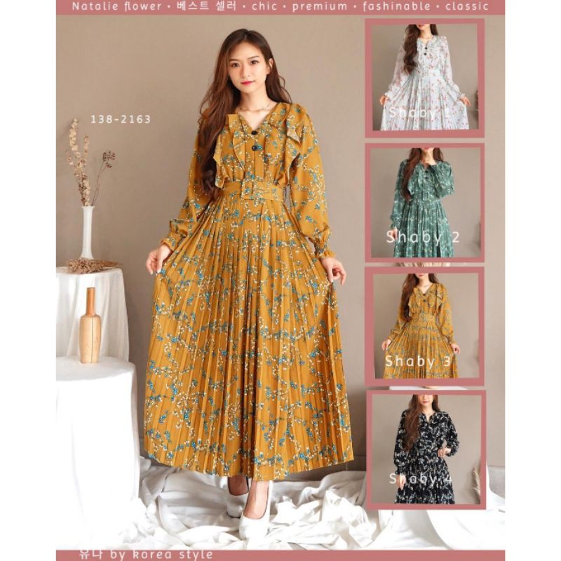 salira maxi, gamis bangkok import, dress yuna prisket, dress plisket