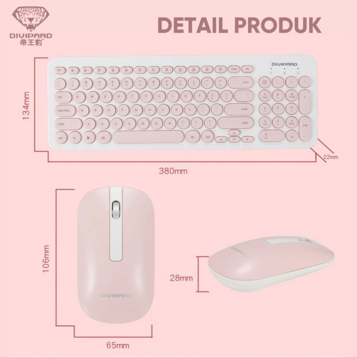 Divipard Keyboard Mouse Wireless KM520 Ultra Slim Super Silent