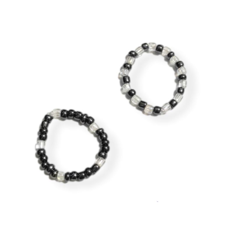 Cincin Beads Blaster Monochrome Kpop Ala Hyunjin Elastic Ring Korea Kpop Idol Elastis