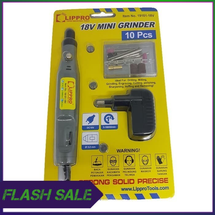 Mini Die Grinder   Baterai Set Lippro 18V Gerinda Bor Tunner   10 Pcs