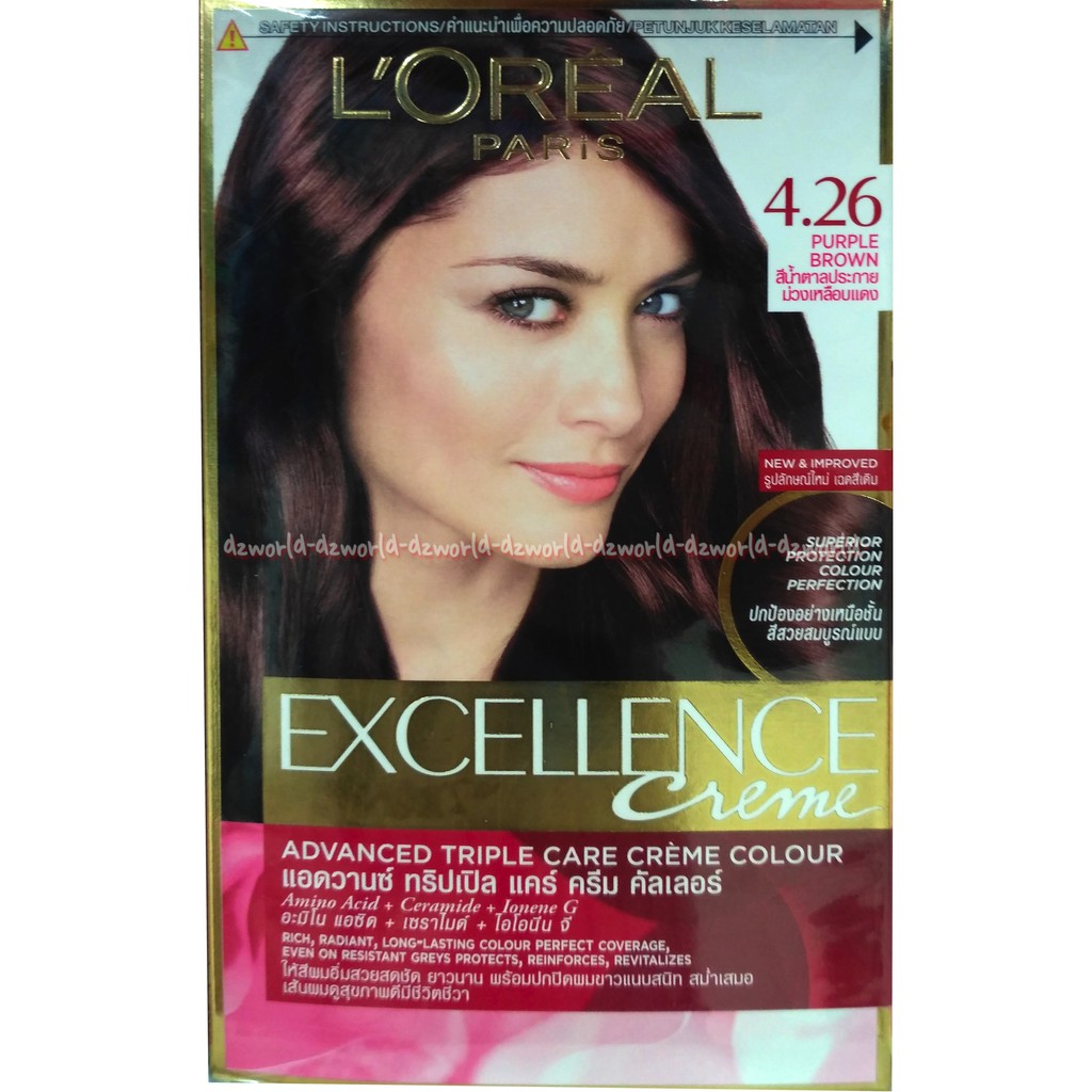 L'oreal Excellence no 4.26 Mahogany Copper Brown Cat Rambut Coklat Blonde Loreal