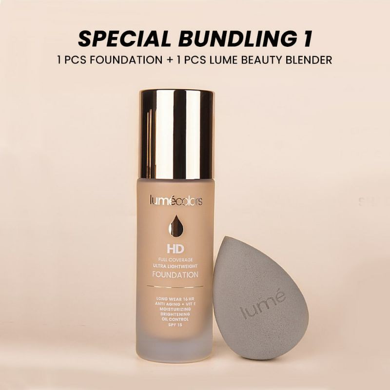 LUMECOLORS bundling 1 HD Foundation + sponge