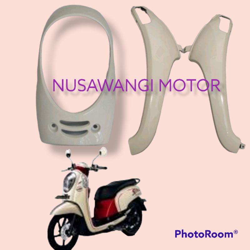 Cover Sayap Plus Tameng Depan Scoopy F1 2013-2016. Cream