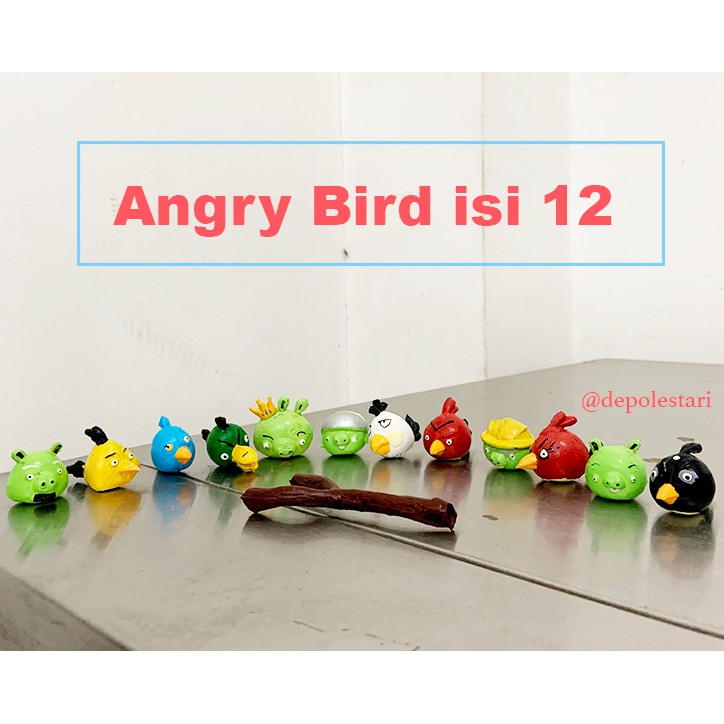 Mainan Plastik ANGRY BIRD Isi 12 + Ketapel - HIASAN KUE