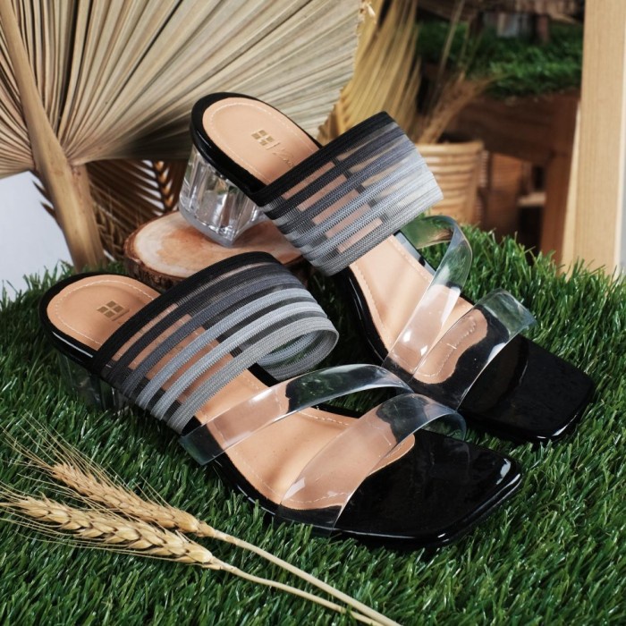 Sandal Heels Wanita Big size 41-45 Sendal ukuran jumbo heel pesta Hak kaca cewe Modis Elegant ZG-017