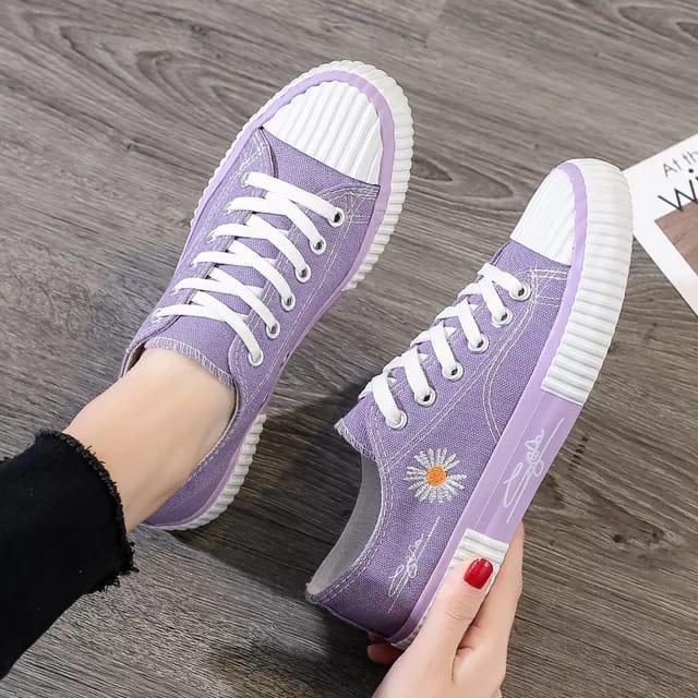 Sepatu Wanita Sneakers Tali Kanvas Model Retro Korea  MH-01-7