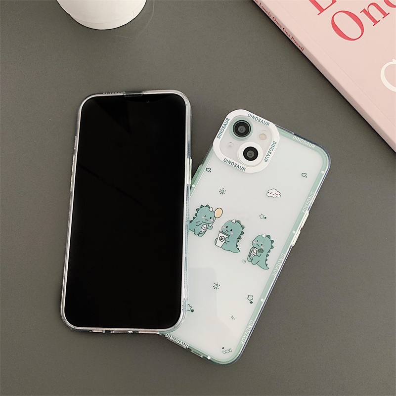 Soft Case Silikon Transparan Motif Dinosaurus Compatible for iPhone 14 13 12 11 Pro Max X Xr Xs Max SE 8 7 6 6s Plus Dinosaur Transparent Phone Case Anti-fall Clear Silicone Soft Case Shockproof Protective Cover