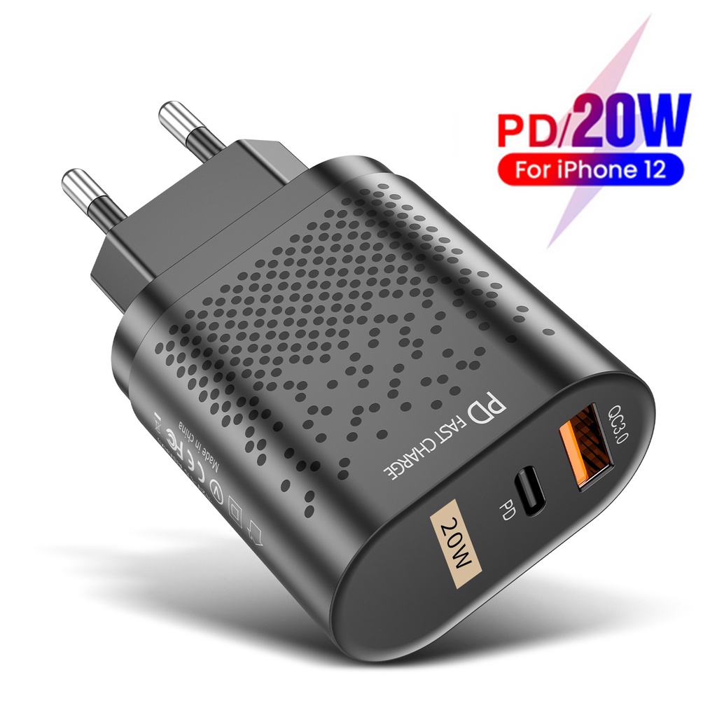 Adaptor 20W USLION Quick Charger QC3.0 Type-c PD Iphone 12 Samsung