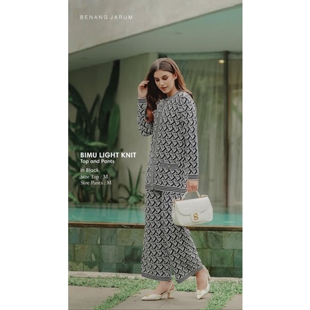 Bimu Monogram Knit Top Light Cardigan benang jarum Buttonscarves BS BJ