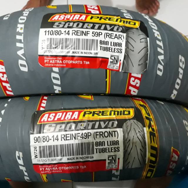 PAKETAN BAN 90/80-14 & 110/80-14 ASPIRA PREMIO SPORTIVO TUBELESS