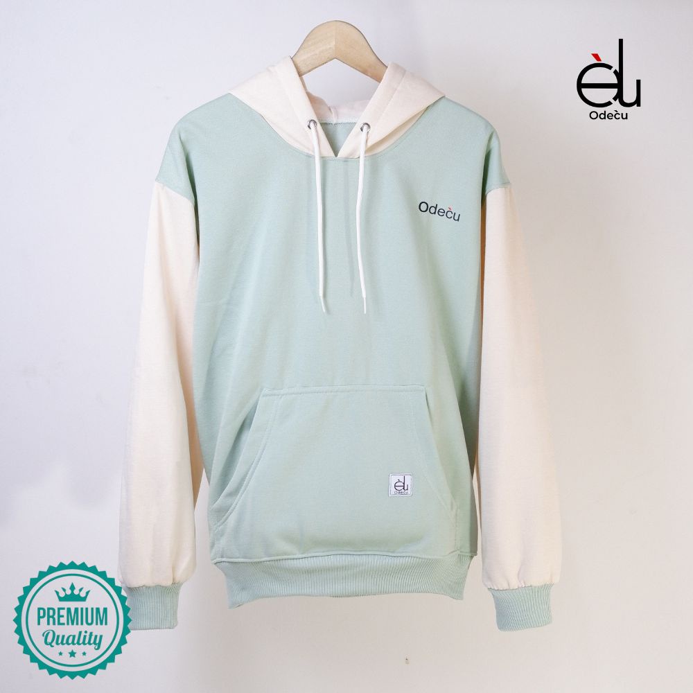 ODECU PREMIUM HOODIE TWO COLOR MINT VANILLA SWEATER OVERSIZE WANITA PRIA