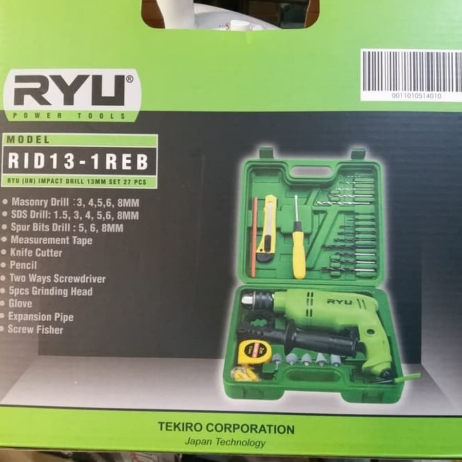 Paket Mesin Bor Tembok RYU RID 13-1 REB Mesin Bor Beton TEKIRO RYU