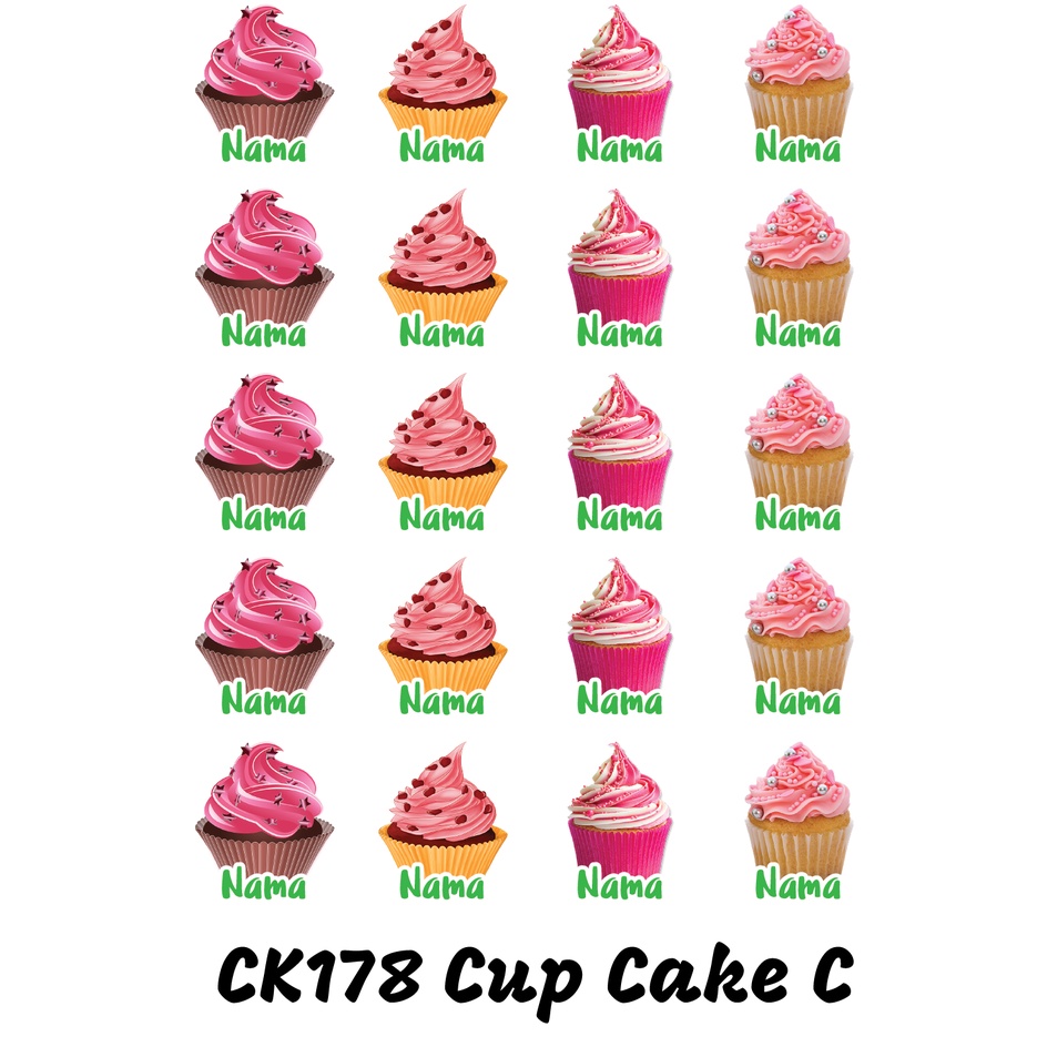

Sticker Nama Cutting Label Waterproof Tahan Air Cup Cake C (CK178)