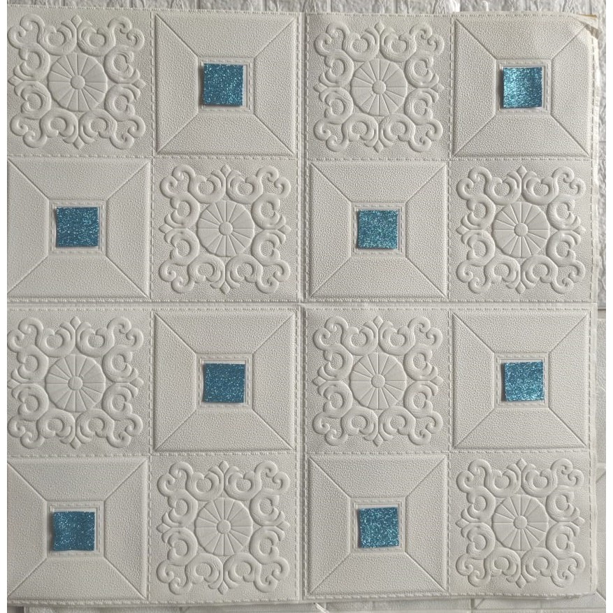 BATIK KUBIK 001 Wallpaper 3D Foam Stiker Emboss Peredam Udara Suara Dinding