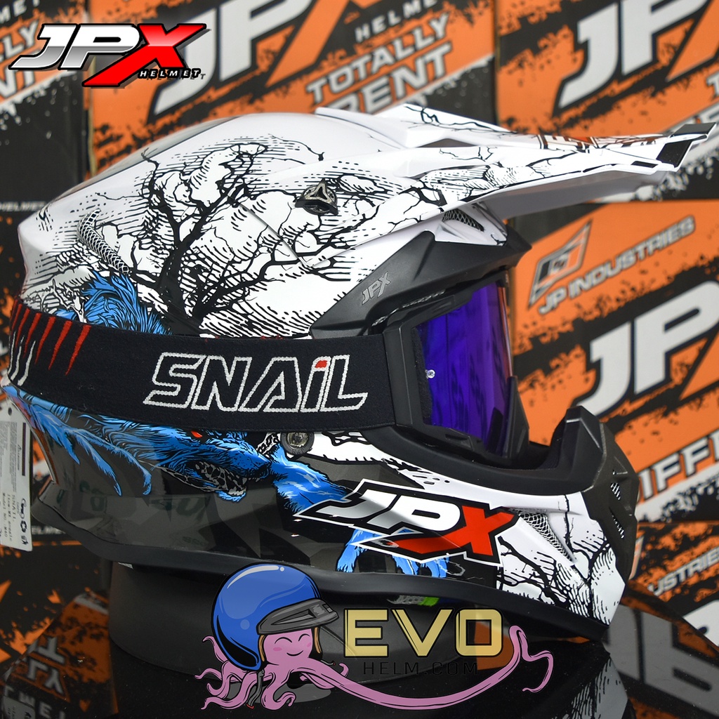 HELM JPX CROSS_FOX1 SERI X14 - PEARL WHITE + GOOGLE SNAIL (ONGKIR 2 KG) HELM JPX TERBARU