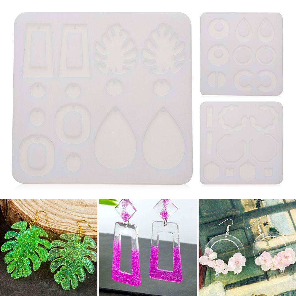 R-flower 1/3PCS Anting Cetakan Resin DIY UV Epoxy Resin Kerajinan Cetakan Silikon