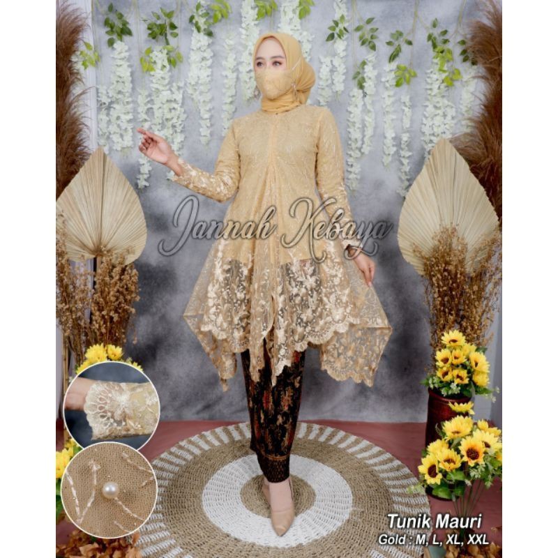 (COD) - SETELAN KEBAYA MODERN - SET TUNIK TILLE BUSUI MODERN - BAJU KEBAYA MODERN - KEBAYA WISUDA - ATASAN KEBAYA BRUKAT - BAJU KEBAYA BRUKAT - KEBAYA BROKAT - KEBAYA TILLE - KEBAYA WISUDA - TUNIK TILLE BUSUI- KEBAYA TUNIK JUBRAY-KEBAYA MODERN BY KIRANAOL-Gold