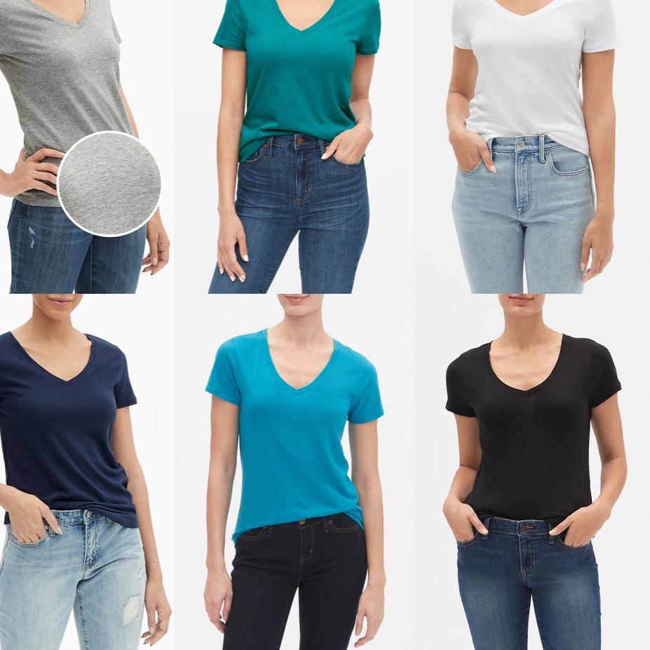 Product Terlaris LR080 Kaos GAP Favorite V-Neck T-Shirt #1