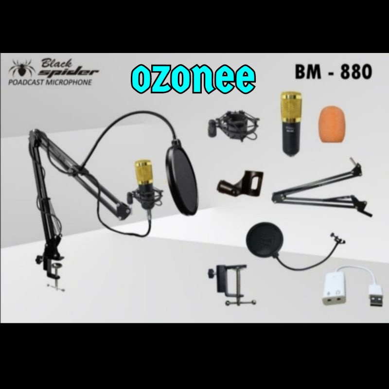 PAKET MICROPHONE CONDENSER BLACK SPIDER BM 880 PAKET KOMPLIT YOUTUBER