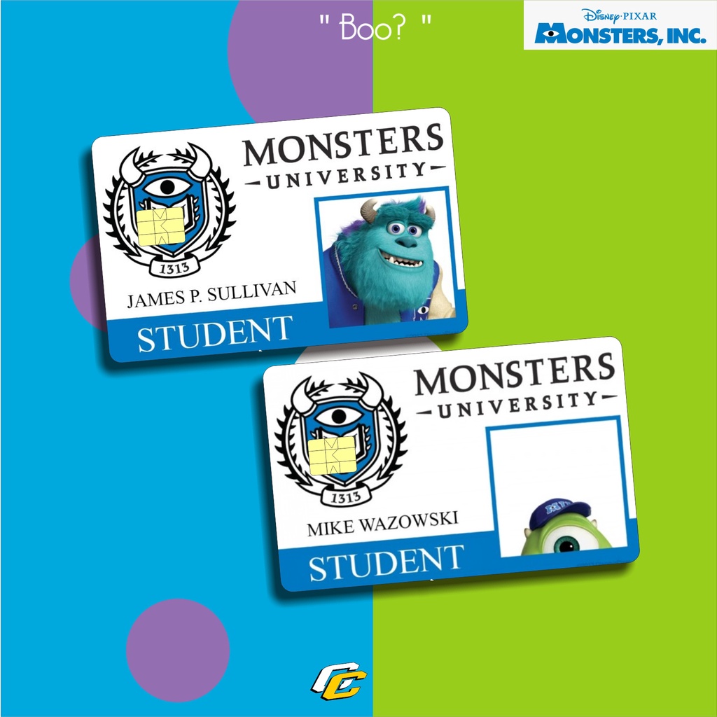 

STIKER PELINDUNG KARTU SKIN CARD ATM SIM KTP E-MONEY STICKER MOTIF MONSTER UNIVERSITY LEM KUAT