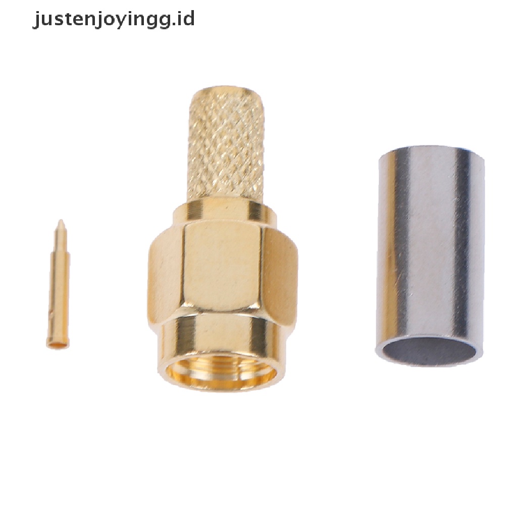 // justenjoyingg.id // 5pcs sma male plug rf coaxial connector crimp for rg58 rg142 rg400 lmr195 ~