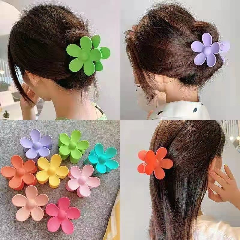 JEDAI DOFF JUMBO 7.5cm - Jepit Rambut Matte Cakar 4 Motif Bunga DAISY - Jepit Ponytail Hair Claw Clips