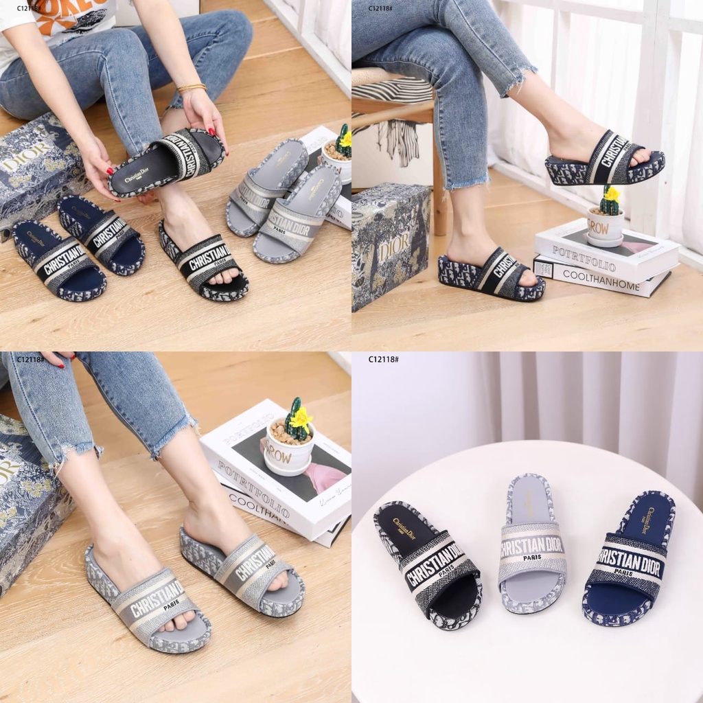 CD Canvas Logo Slides Wedges Sandal C12118