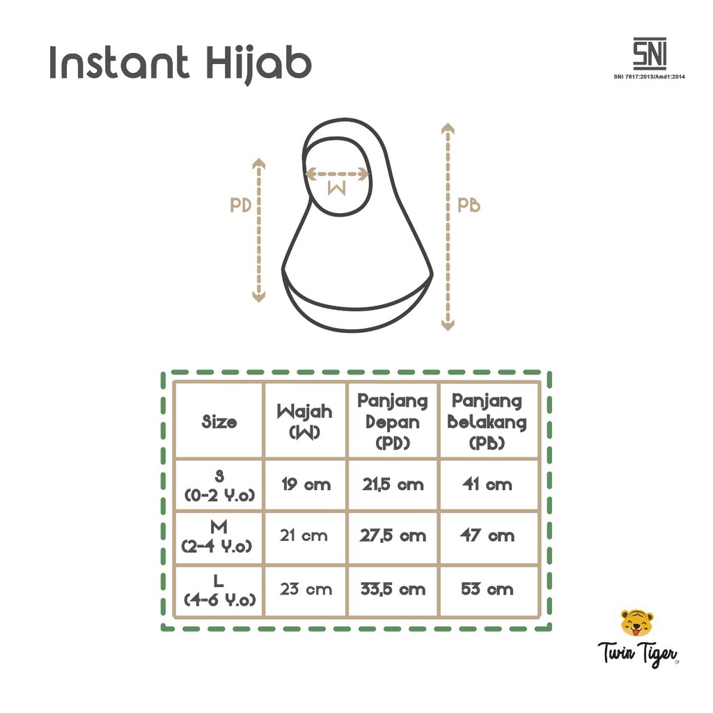 TWIN TIGER HIJAB anak INSTANT HIJAB BAYI INSTANT HIJAB BAYI JILBAB BAYI HIJAB BAYI SNI 0-6 Tahun