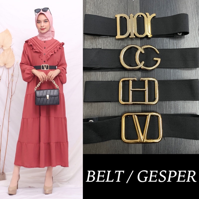 BELT V/H/CG/DR KARET MELAR/GESPER IKAT PINGGANG FASHION WANITA TERMURAH