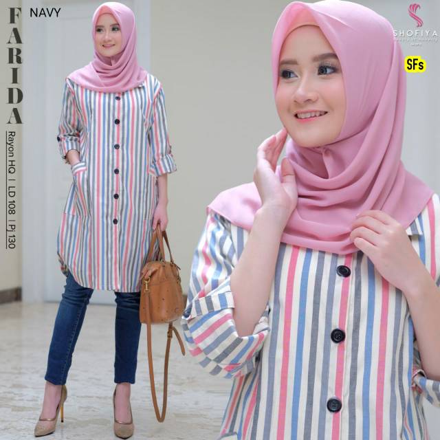 Jual Farida Tunik Salur Ld 108 Pb 94 Rayon Atasan Wanita Muslim