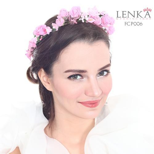 [PALING MURAH] FLOWER CROWN WEDDING BANDO PESTA BRIDAL SHOWER PINK FCP006