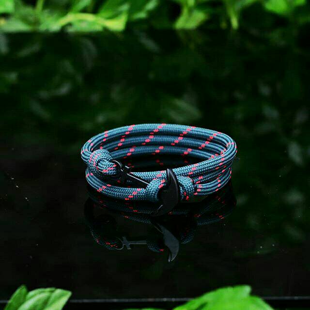 Gelang Jangkar Paracord Abu Merah