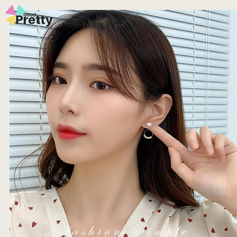 Anting geometris cincin kecil anting -anting mutiara cinta manis - PD