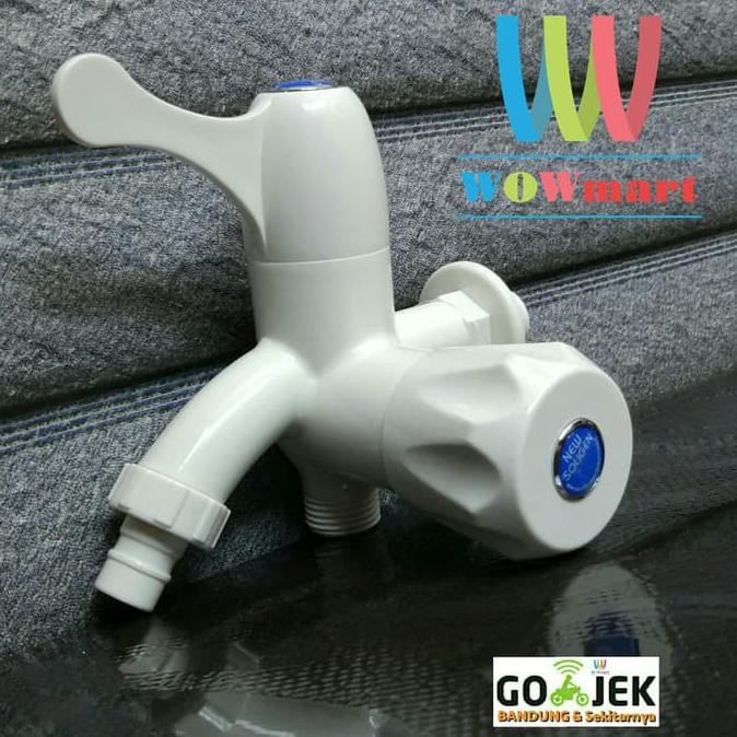 (Super Promo) Kran Air Cabang Double 1/2 " Plastik U/ Jet Shower Mandi Bak Air